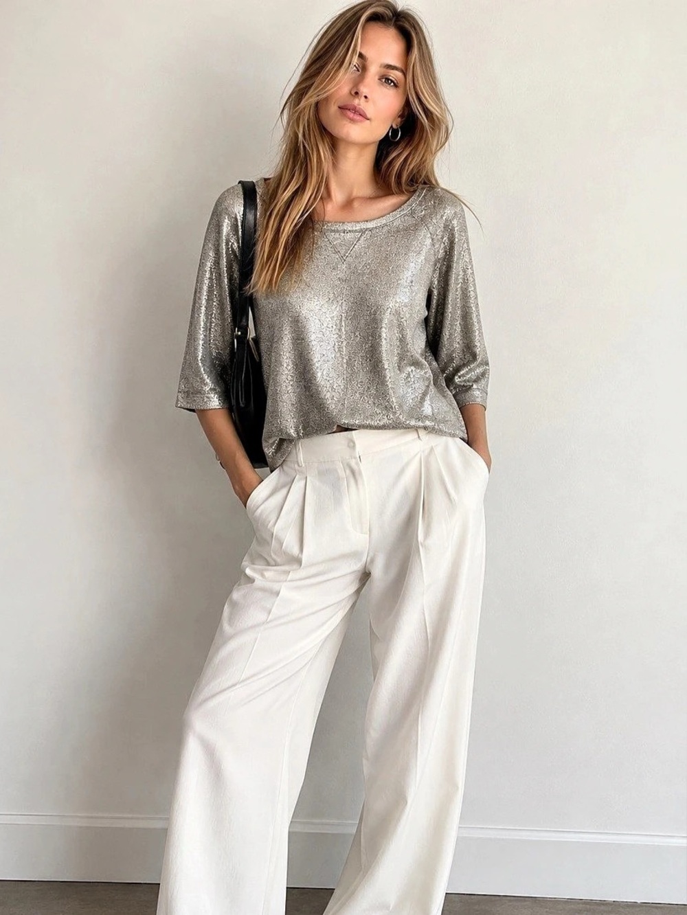 Banana Republic Heritage Collection Metallic Silver Cotton Top XS